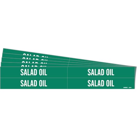 Brady SALAD OIL Pipe Marker Style 4 White on Green 4 per Card, 5 PK 106157-PK